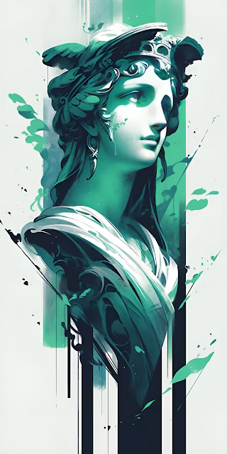 Emerald Goddess Bust Abstract Graphic Art - Free 4K & 8K Mobile Wallpaper