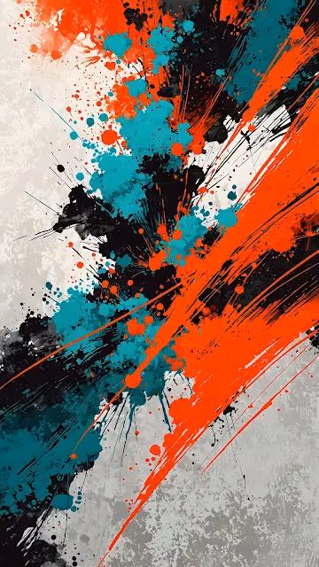 Energetic Abstract Paint Splatter Explosion Orange Teal - Free 4K & 8K Mobile Wallpaper