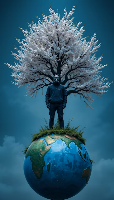Environmental Crisis Man on Globe Gas Mask - Free 4K & 8K Mobile Wallpaper