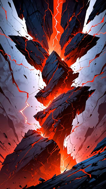 Explosive Lava Cracks Abstract Dark Rock Energy Art - Free 4K & 8K Mobile Wallpaper