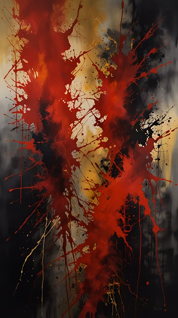 Explosive Red Splatter Abstract Expressionist Painting - Free 4K & 8K Mobile Wallpaper