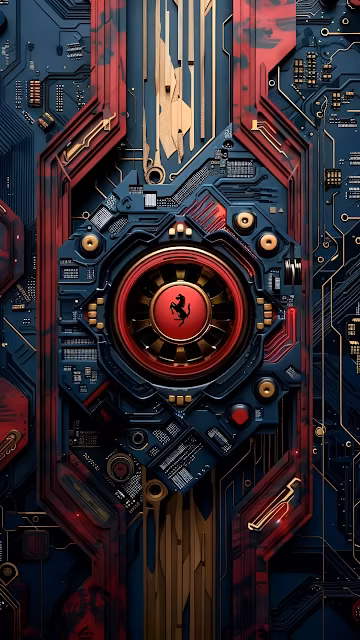 Ferrari Tech Circuit Board Design Art - Free 4K & 8K Mobile Wallpaper