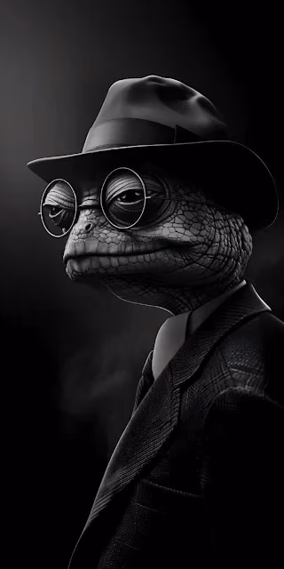 Film Noir Chameleon in Federa and Round Glasses - Free 4K & 8K Mobile Wallpaper