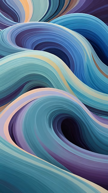 Flowing Abstract Waves Teal Purple Swirls Art - Free 4K & 8K Mobile Wallpaper