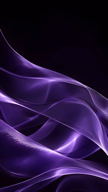 Translucent violet waves flow diagonally through a dark vertical background.