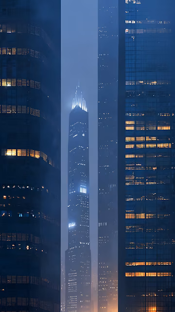 Foggy Chicago Skyscraper View at Night - Free 4K & 8K Mobile Wallpaper