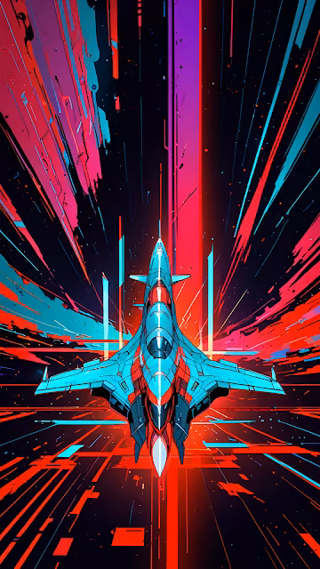 Futuristic Fighter Jet Hyperspeed Neon Light Trails Space - Free 4K & 8K Mobile Wallpaper