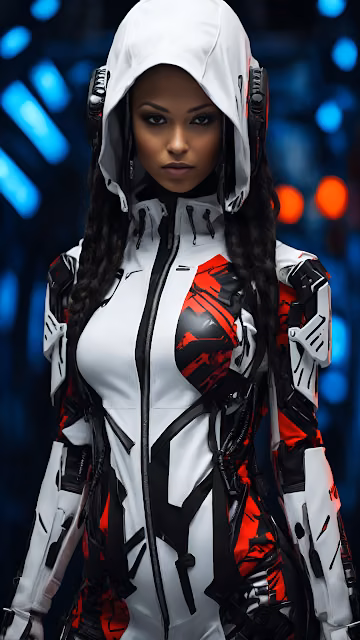 Futuristic Operative in White Techwear Armor, Cyberpunk Portrait - Free 4K & 8K Mobile Wallpaper
