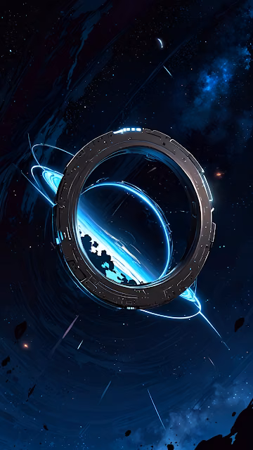 Futuristic Orbital Ring Structure Deep Space Planet Art - Free 4K & 8K Mobile Wallpaper