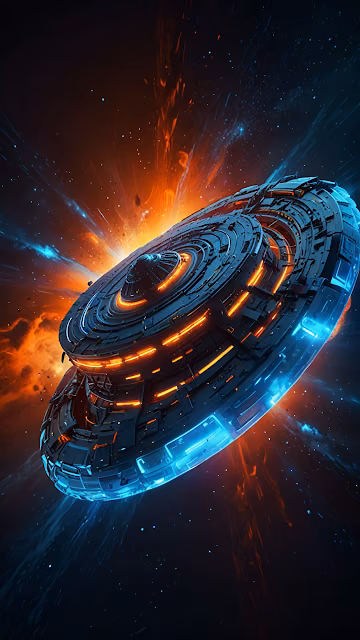 Futuristic Spaceship Explosion Deep Space Battle - Free 4K & 8K Mobile Wallpaper