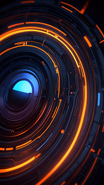 Futuristic Tech Tunnel with Glowing Orange and Blue Lights - Free 4K & 8K Mobile Wallpaper