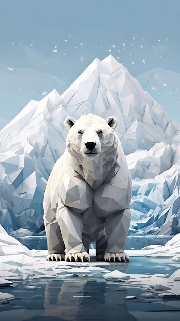 Geometric Polar Bear Arctic Glaciers Art - Free 4K & 8K Mobile Wallpaper