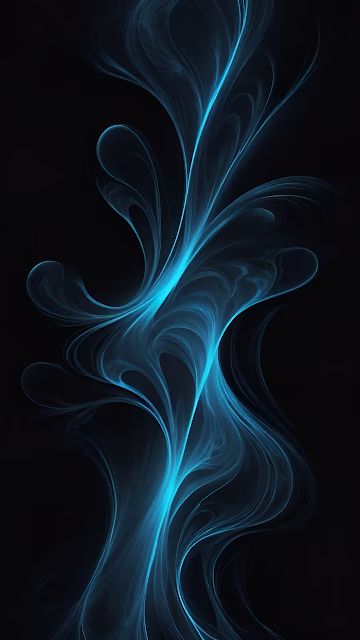 Glowing Blue Fractal Smoke Against Black Background - Free 4K & 8K Mobile Wallpaper