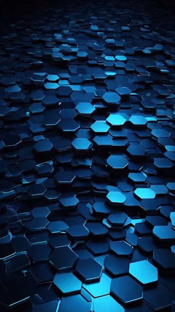 Glowing blue hexagons form futuristic textured surface - Free 4K & 8K Mobile Wallpaper