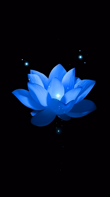 Glowing Blue Lotus Flower on Dark Background Art - Free 4K & 8K Mobile Wallpaper