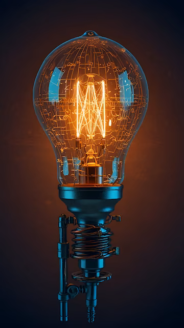 Glowing Filament Light Bulb with Circuit Patterns - Free 4K & 8K Mobile Wallpaper