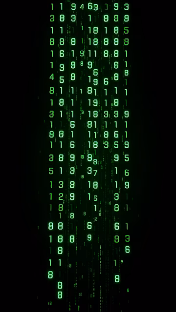 Glowing Green Digital Numbers Falling in Dark Matrix Style - Free 4K & 8K Mobile Wallpaper