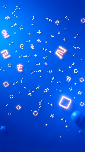 Glowing Math Symbols on Deep Blue Background - Free 4K & 8K Mobile Wallpaper