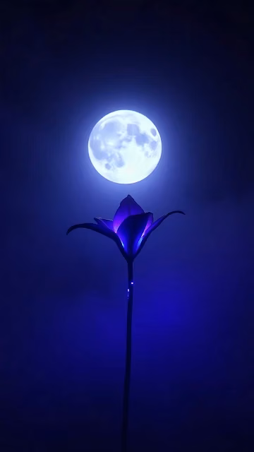 Glowing Purple Flower Under Full Moon - Free 4K & 8K Mobile Wallpaper