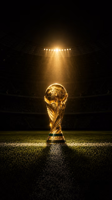 Gold Football Trophy Under Stadium Spotlight Wallpaper - Free 4K & 8K Mobile Wallpaper