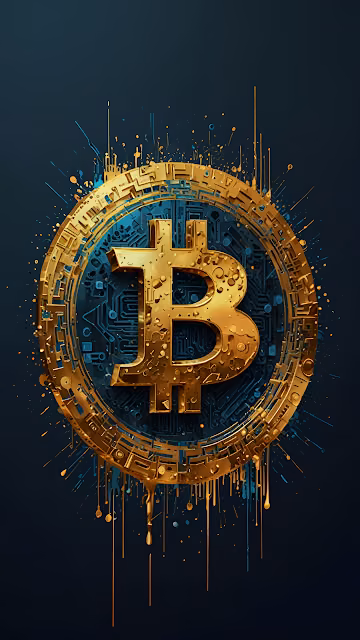 Golden Bitcoin Symbol on Circuit Board Background - Free 4K & 8K Mobile Wallpaper