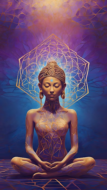 Golden Goddess Meditation Lotus Position Art - Free 4K & 8K Mobile Wallpaper