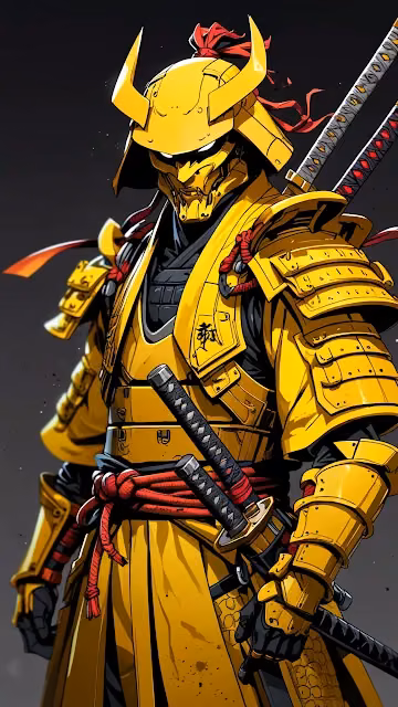 Golden Samurai Warrior Armor Katana Digital Art - Free 4K & 8K Mobile Wallpaper