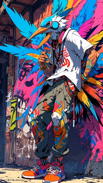 Graffiti Bird Streetwear Character Urban Pop Art - Free 4K & 8K Mobile Wallpaper