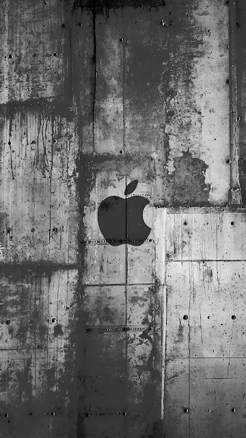 Grungy Apple Logo Concrete Wall Industrial Texture Monochrome - Free 4K & 8K Mobile Wallpaper