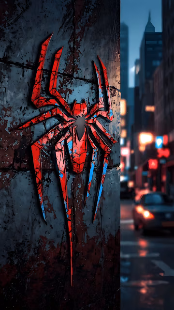 Grungy Spider Emblem City Street Art Marvel - Free 4K & 8K Mobile Wallpaper