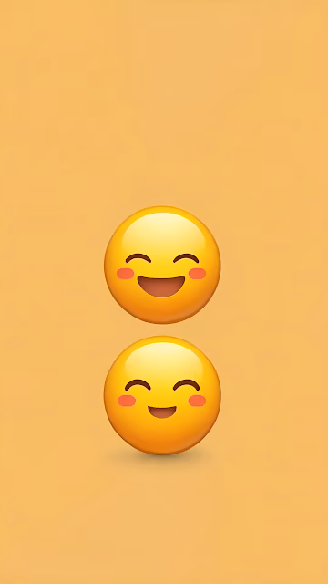 Happy Blushing Emoji Faces Stacked on Warm Yellow Canvas - Free 4K & 8K Mobile Wallpaper