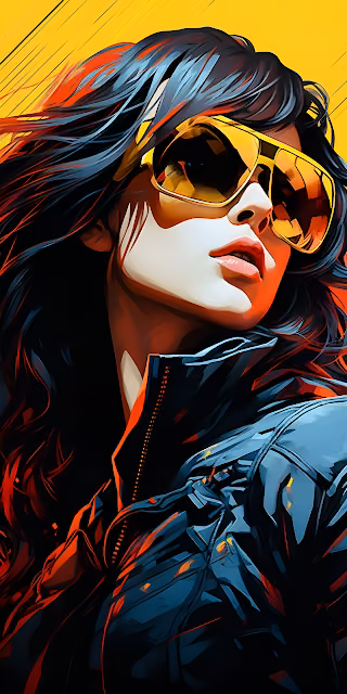 High Contrast Retro Portrait Woman Yellow Sunglasses - Free 4K & 8K Mobile Wallpaper