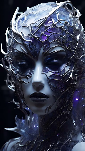 Ice Queen Portrait Crystalline Armor Dark Fantasy Art - Free 4K & 8K Mobile Wallpaper