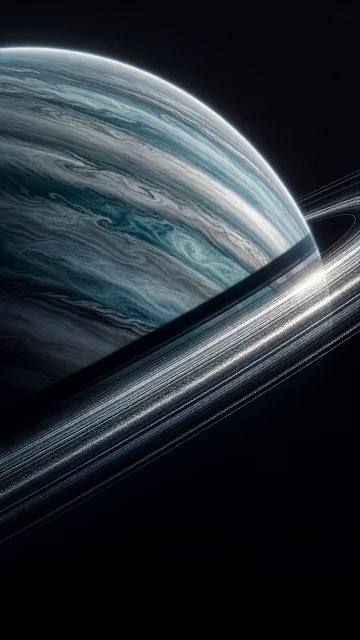 Icy Planetary Rings of a Gas Giant in Deep Space - Free 4K & 8K Mobile Wallpaper