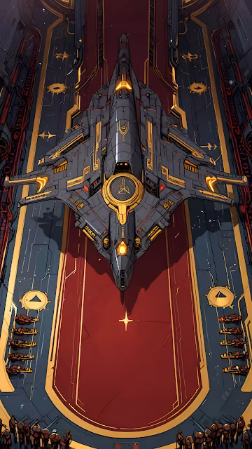 Imperial Starship Docked on Red Ceremonial Platform - Free 4K & 8K Mobile Wallpaper