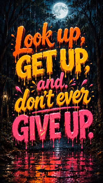 Inspirational Look Up Get Up Typographic Poster - Free 4K & 8K Mobile Wallpaper