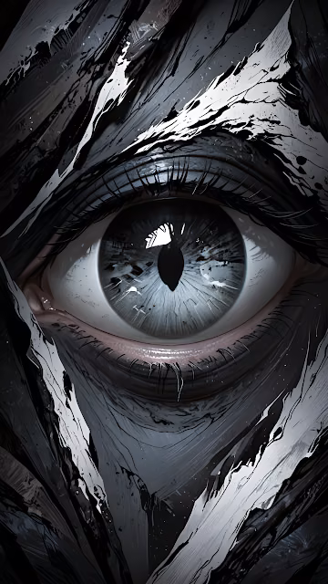 Intense Abstract Eye Close-up Monochrome Digital Art - Free 4K & 8K Mobile Wallpaper