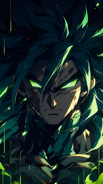 Intense Anime Warrior Portrait Glowing Green Eyes Digital Art - Free 4K & 8K Mobile Wallpaper