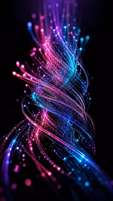 Intertwined Glowing Neon Glass Fiber Abstract Wallpaper - Free 4K & 8K Mobile Wallpaper