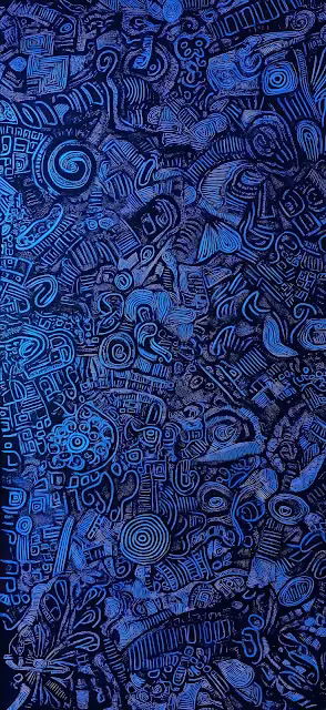 Intricate Blue Neon Abstract Engraving Pattern - Free 4K & 8K Mobile Wallpaper