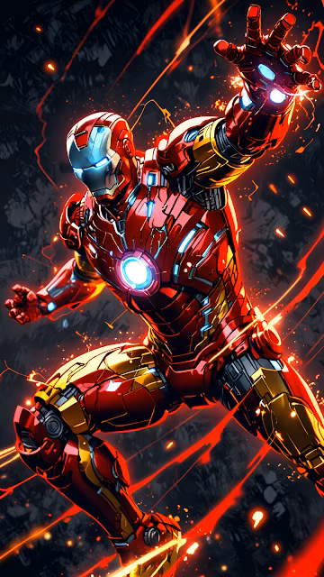Iron Man Dynamic Repulsor Blast Action Pose Comic Art - Free 4K & 8K Mobile Wallpaper