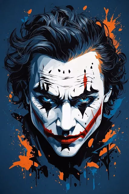 Joker Portrait with Bold Paint Splatter Art - Free 4K & 8K Mobile Wallpaper