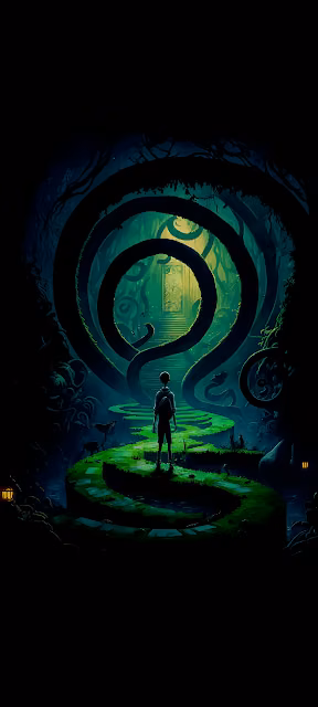 Lone Boy in Dark Forest Labyrinth Digital Art - Free 4K & 8K Mobile Wallpaper