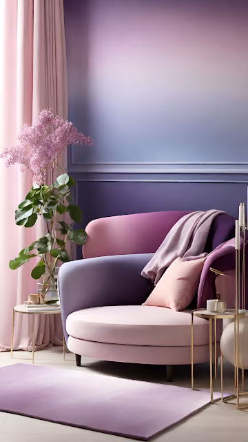 Luxurious Lavender and Pink Ombre Interior Design Armchair - Free 4K & 8K Mobile Wallpaper