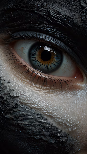 Macro Blue Eye Black Paint Crystalline Texture Portrait - Free 4K & 8K Mobile Wallpaper