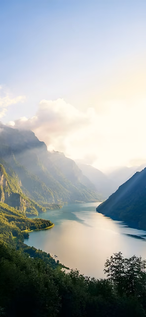Majestic Alpine Fjord Valley Sunrise Mountain Landscape - Free 4K & 8K Mobile Wallpaper