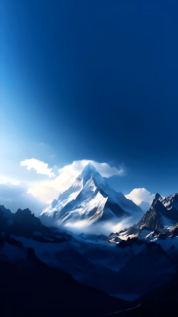 Majestic Snowy Mountain Peak Under Deep Blue Sky - Free 4K & 8K Mobile Wallpaper