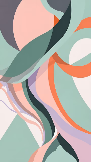 Mid Century Modern Abstract Flowing Shapes Color Block Art - Free 4K & 8K Mobile Wallpaper