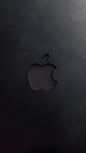 Minimal Black Apple Logo Textured Matte Surface - Free 4K & 8K Mobile Wallpaper