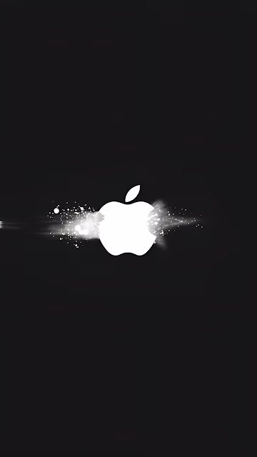 Minimal White Apple Logo Burst on Deep Black Screen - Free 4K & 8K Mobile Wallpaper